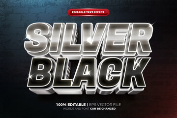 super silver black bold 3D Editable Text Effect
