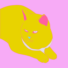 Fashion minimal illustration art. Cat lover concept. Trendy trippy funny design
