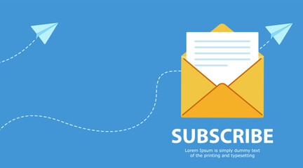 Newsletter subscription concept. banner for online marketing and business.