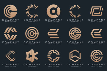 creative letter C logo icon set. design for business of luxury, elegant, simple.