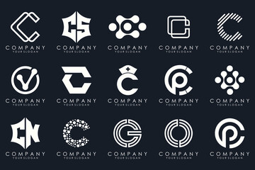 creative letter C logo icon set. design for business of luxury, elegant, simple.