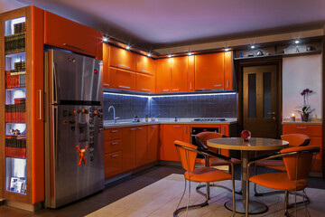 A beautiful kitchen interior with decorative lights.