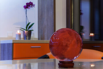 A beautiful kitchen interior with decorative lights.