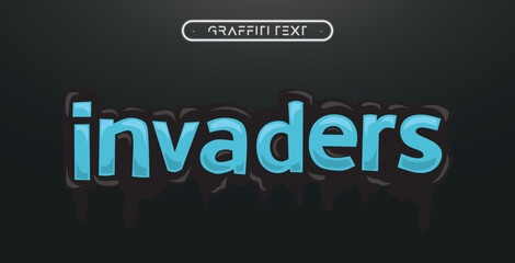 INVADERS Graffiti text effect, editable spray and street text style