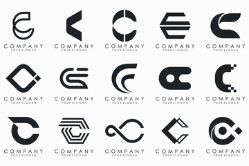 creative letter C logo icon set. design for business of luxury, elegant, simple.