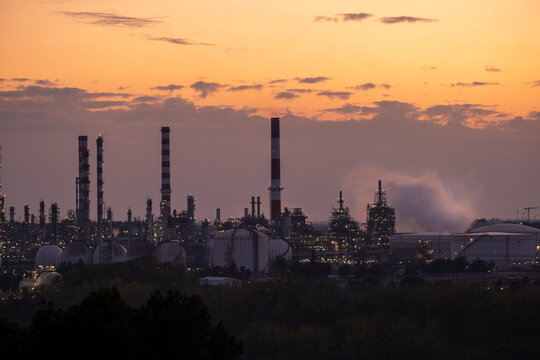 Panoramic view of a petrochemical and refinery industrial area