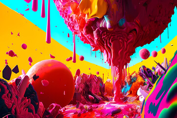 Fluorescent Dreamy Mystical colorful glowing fantasy world Imagination of start of mind