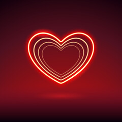 Red Neon Valentines Heart Sign