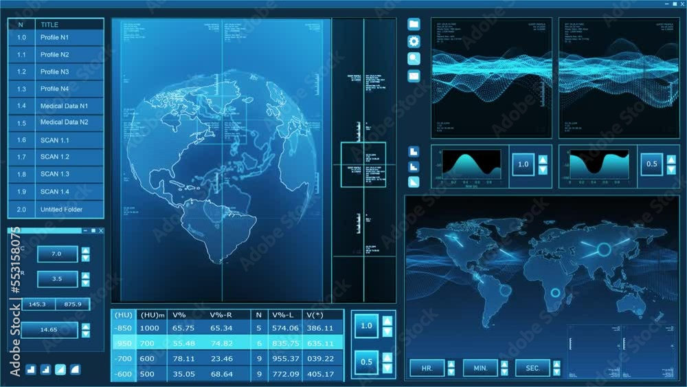 Fototapete futuristic spaceship control panel interface. spacecraft digital dashboard background with indicator
