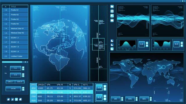 Futuristic spaceship control panel interface. Spacecraft digital dashboard background with indicators and tools. The concept of space travel, space exploration and science.