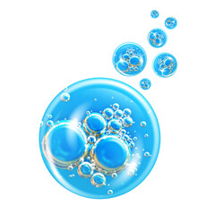 Bubbles air inside a large water bubble isolated. Concept such as ecology, environment, clean sea, potable water. Macro.