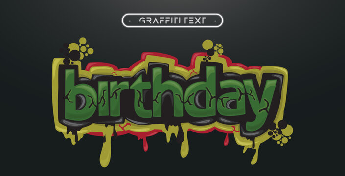 BIRTHDAY Graffiti text effect, editable spray and street text style