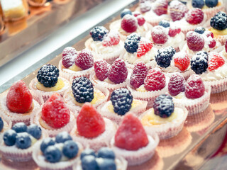 Cakes in the store window .
