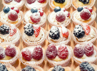 Cakes in the store window .