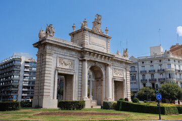 Fototapeta na wymiar The Puerta del Mar Square in Valencia, Spain