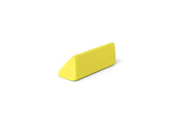 Yellow eraser isolated on white background.