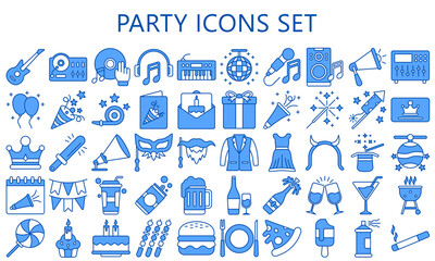 Simple Set of Party Related Vector Line Icons. Contains such Icons as music, food, Dj, Masquerade and more. vector EPS 10 ready convert to SVG. use for modern concept, UI or UX kit, web and app.