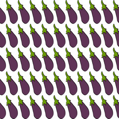 Eggplant. A simple schematic image of an eggplant. Illustration for postcards, scrapbooking. Seamless pattern.