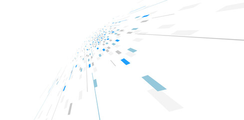 Abstract vector blue background, communication technology concept, 3d bits flying in perspective, futuristic abstraction.