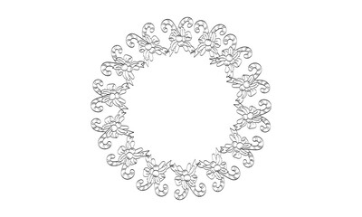 Christmas Wreath and garlands. Pattern Vintage Embroidery Design for print or use as party invitation, Greeting card, poster.