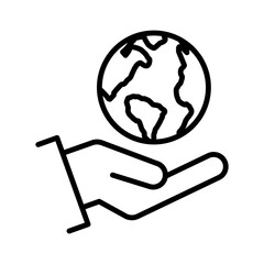 Hand and globe icon, save earth symbol vector illustration