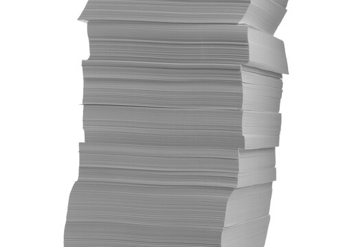 Stack of paper sheets on white background