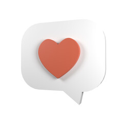 Happy love. Chat sign with heart icon. 3D illustration