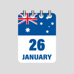 Fototapeta premium Calendar with Australia Independence Day. Vector icon
