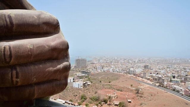 Cityscape view with the African Renaissance Monument in Dakar, Senegal