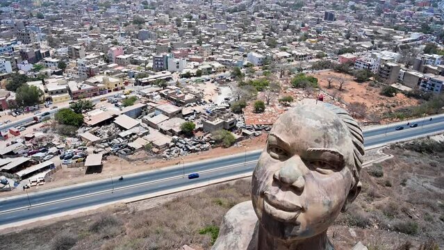 View of the African Renaissance Monument and cityscape of Dakar, Senegal