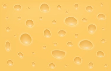 Swiss cheese texture, traditional emmental, yellow cheddar. Appetising switzerland milk product, macro food wallpaper. Different size holes. Vector illustration neoteric background