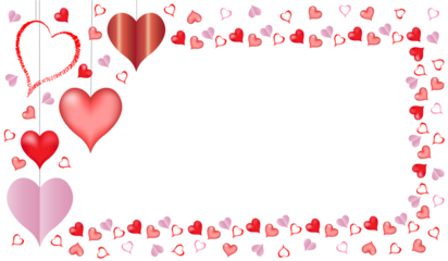 beautiful frame of red and pink hearts on a light background