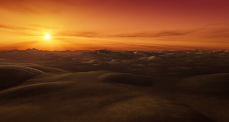 Fototapeta na wymiar sunset twilight scenery in the sand desert