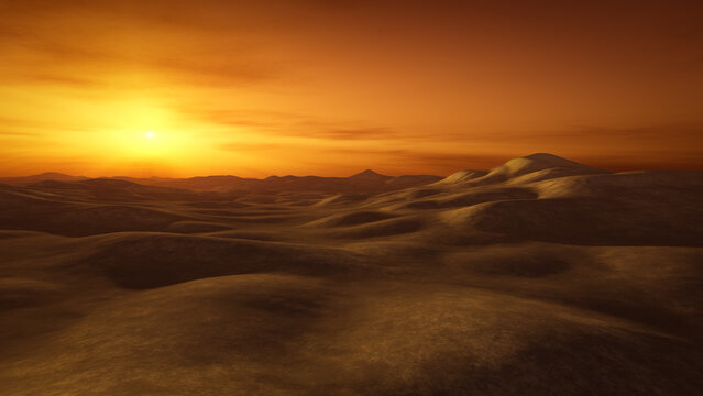 sunset twilight scenery in the sand desert