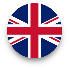 Official flag of United kingdom in circle shape. Nation flag illustration.