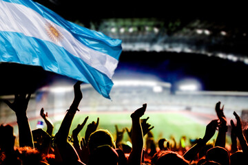 soccer supporters and Argentina flag