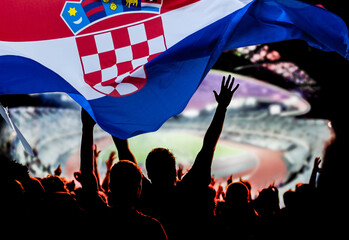 soccer supporters and Croatia flag