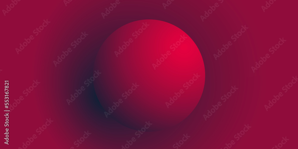 Poster red 3d ball on dark red background - modern style minimalist multi purpose background design templat