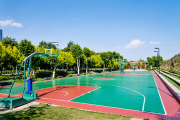Outdoor  basketball court with nobody