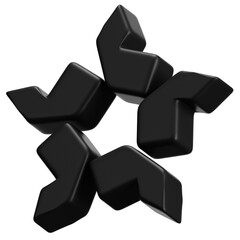 Abstract 3D Shape Illustration. Black Color.