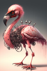 Flamingo bird, decorative wall art. Generative Ai