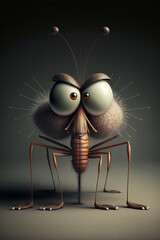 Funny cartoon mosquito. Generative Ai.