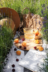 Summer picnic on a lavender field