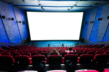 Movie theater with blank screen