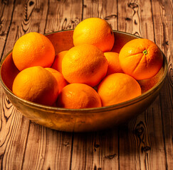 oranges on wooden table