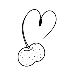 Fototapeta premium Cherry in the shape of a heart. Icon design. Vector