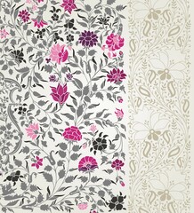 wedding card design, traditional paisley floral pattern , royal India	