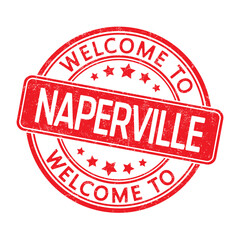 Welcome to NAPERVILLE. Impression of a round stamp with a scuff