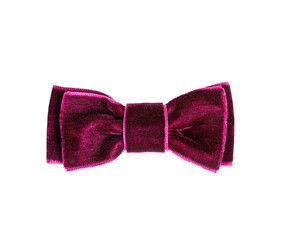 Beautiful purple velvet gift bow isolated on white