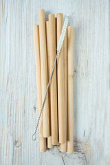 bamboo straws isoalted on white background